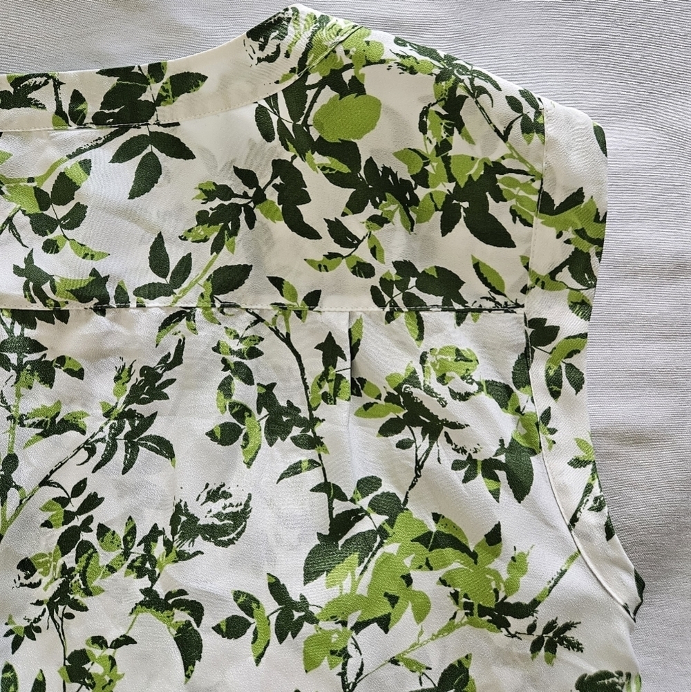 J.Crew Women's Leaf Patterned Sleeveless Top in Green and White Size S - Picture 6 of 7